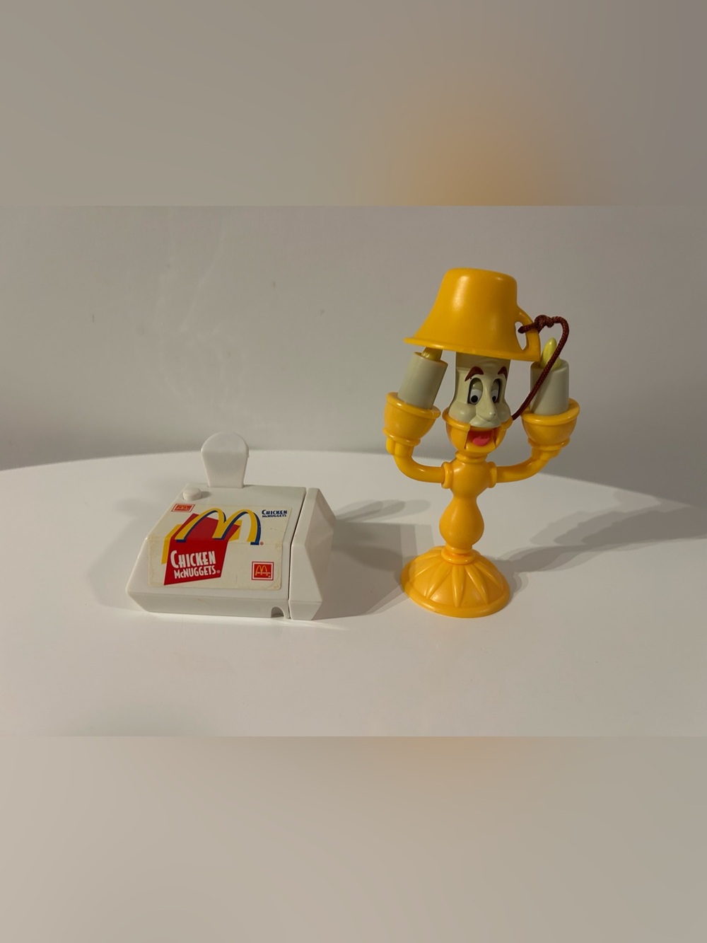 McDonald's Yellow Lumière Candle Figurine with White Chicken McNuggets Box